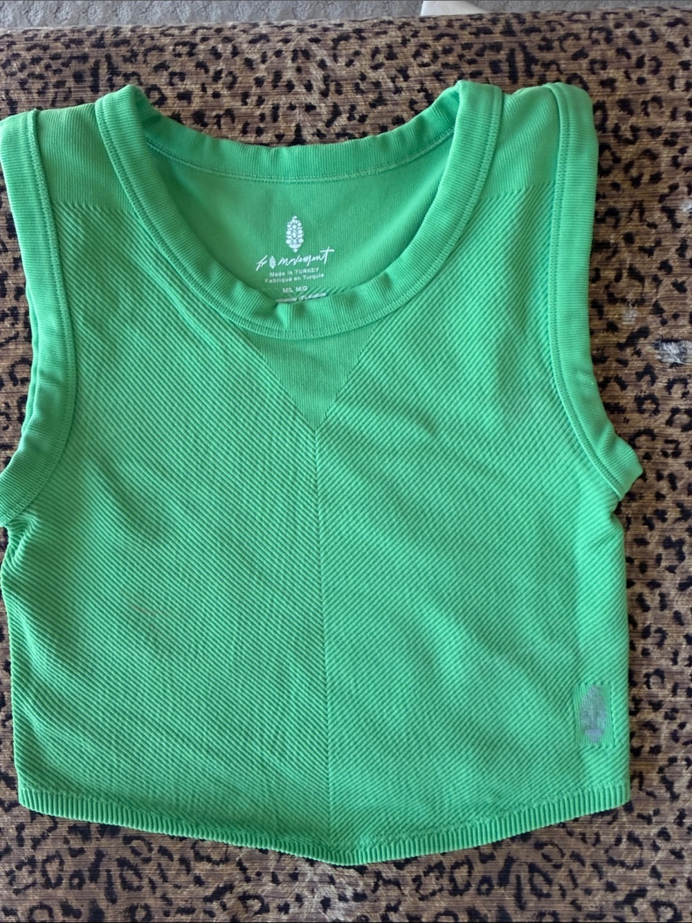 Free people cropped Green Ribbed Tank Top size medium